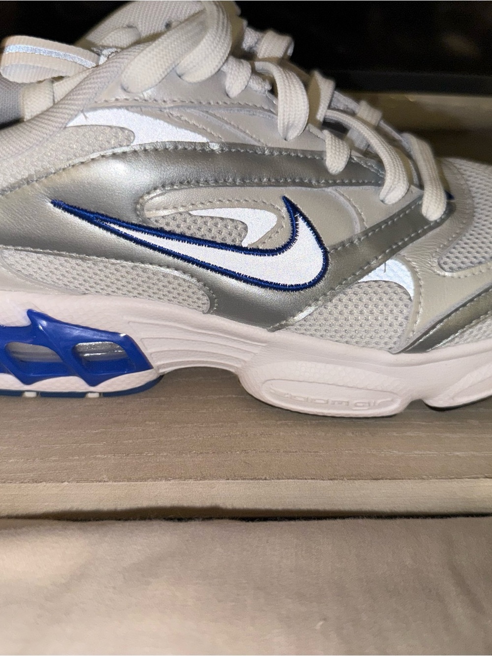 Nike Silver White Blue Zoom Air Swoosh Trainer